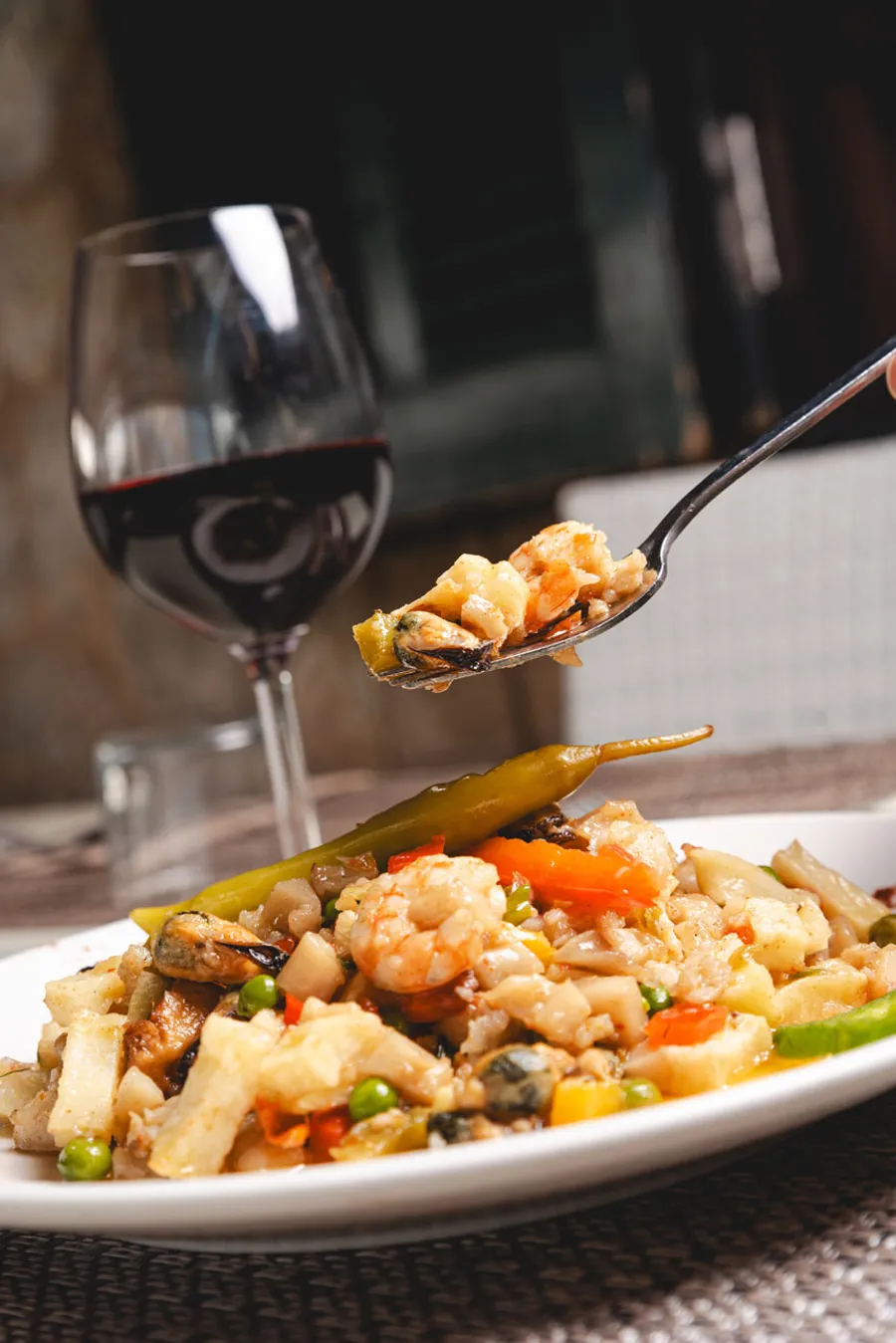 Seafood frito at a local Mallorcan restaurant in Establiments